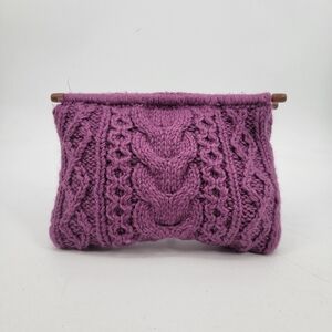 Lakhay's Collection Wool Cable Knit Purple Clutch Bag  Boho Cottagecore